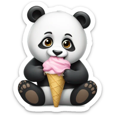 Panda eating ice cream sticker