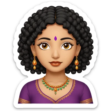 Indian fat girl south Indian curly short black hair tan sticker