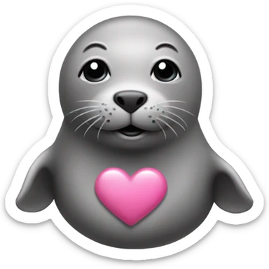 seal with pink heart sticker