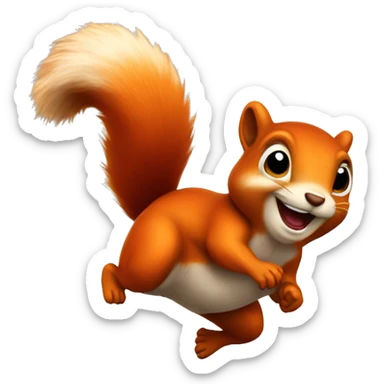 little jumping orange burnt squirrel sticker