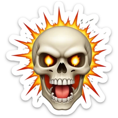 Skull+ explosion in the top whit the mouth open sticker