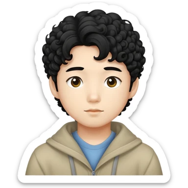 Korean boy with curly hair  sticker