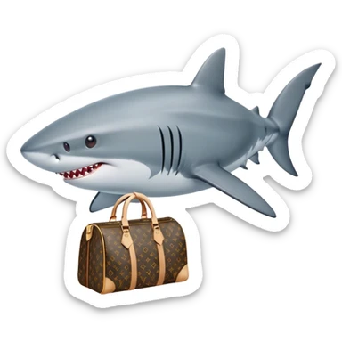"Invest in Chic" - a shark with a Louis Vuitton bag, confidently swimming in an ocean of opportunities. sticker