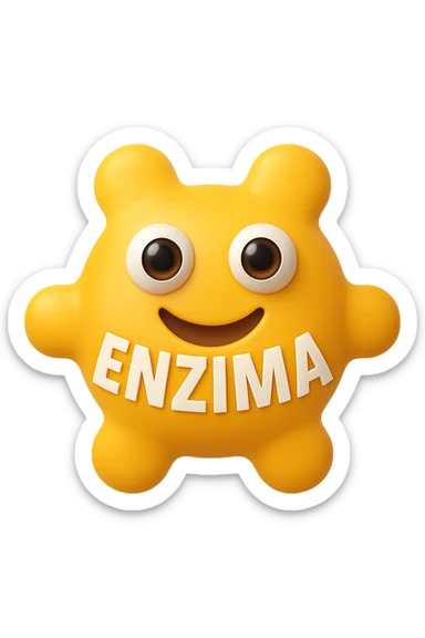 emoji con enzima umano con occhi 3d con la scritta "ENZIMA" SUL CORPO IN ITALIANO sticker