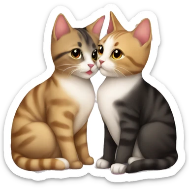 cute kissing cats on lesbian flag sticker