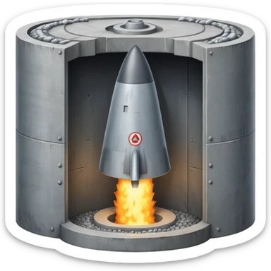 a nuclear missile silo emoji, showing the hatch and a missile launching out sticker