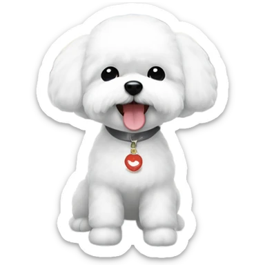 A cute korean style bichon frise with a black hair Asian woman at the airport  sticker