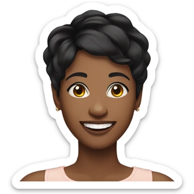 woman short pixie cut black hair smiling sticker