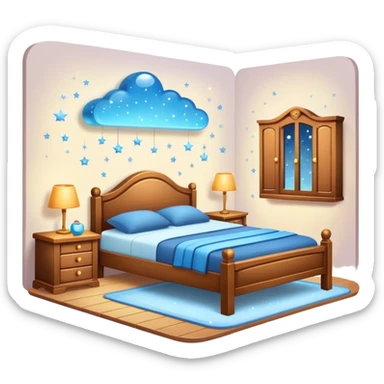 cozy room with furniture and sparkles floating above the furniture sticker