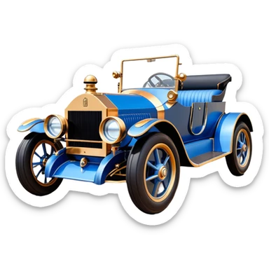  tarnished blue led C-3PO ghost buster 1927 delicately inlaid rosegold wood barrel accents Model-T bucket Rolls Royce efficiently powered by futuristic electric motors and batteries racing wheels while flying rapidly roughening terrain stable on strong agile advanced suspension and steering sticker