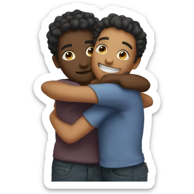 Two friends hugging  sticker