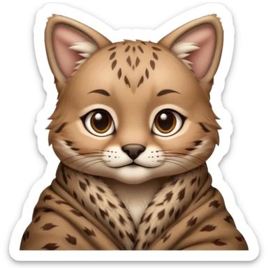 Cozy bobcat cub in blanket sticker