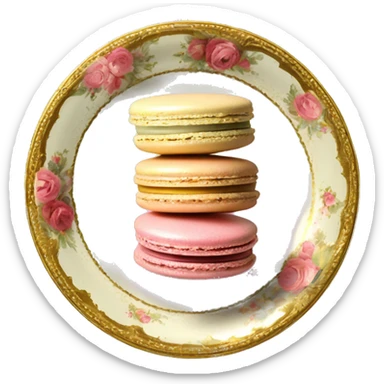 vintage rococo macarons on golden plate sticker
