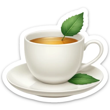 White tea cup with leaf on the plate sticker