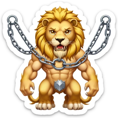 A set of chains and a lion sticker