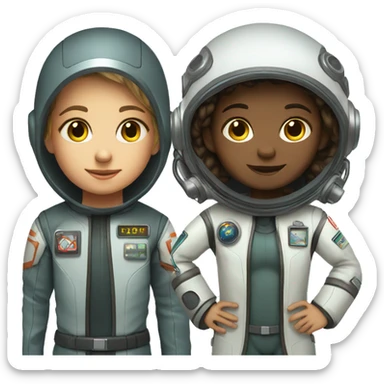boy and girl in sci-fi pilot suits sticker
