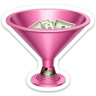 pink sales funnel with dollars inside sticker