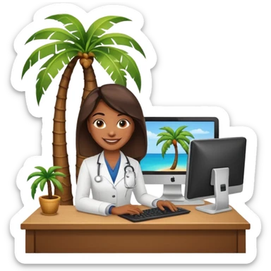 nutricionist with a computer palm tree  sticker