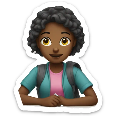 girl studying online sticker