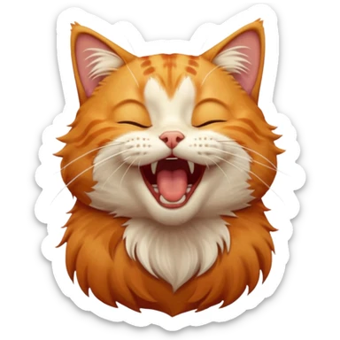 A high-resolution photo-realistic digital illustration of a solid ginger tabby cat, head titled up yawning sticker