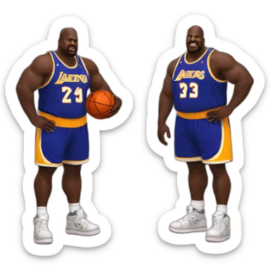 fat shaq o neal with basketball in ahnd sticker