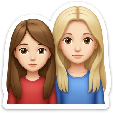 A girl with medium-length hair and a girl with long hair stand side by side sticker