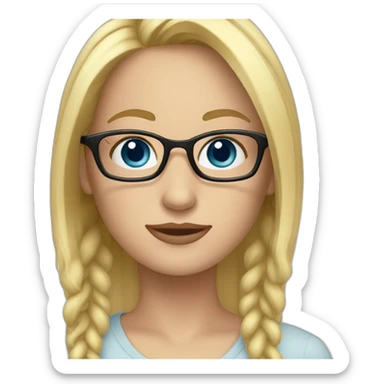 Woman blond hair blue eyes glasses sticker