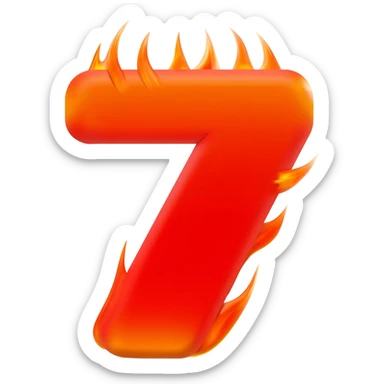 a red flaming seven sticker