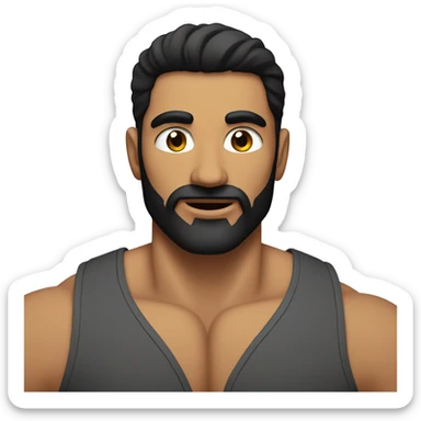 A muscular man, within beard, black hair, Pakistani origin  sticker