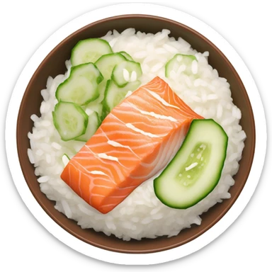 Salmon rice cucumber bowl, with mayo sticker