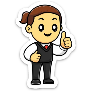 teacher giving a thumbs up, cartoonish sticker style sticker