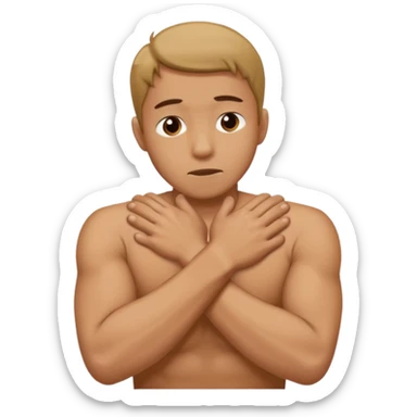 Man strangling  Himself with arms crossed over and grabbing neck tightly sticker