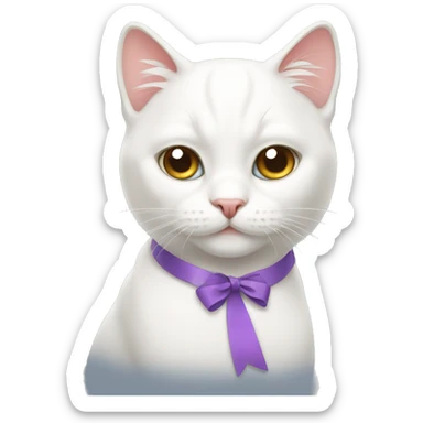 White cats with ribbon sticker