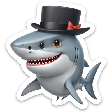 Shark with a top hat sticker
