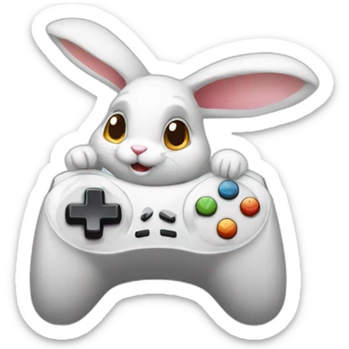 rabbit-playing-on-gamepad sticker