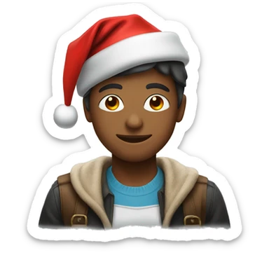 student with merry cristmas hat sticker