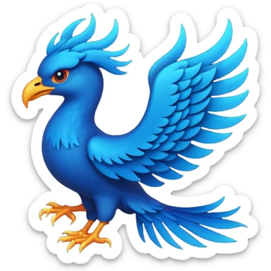 Faça um emogi de uma fenix azul com a silueta da fenix sticker