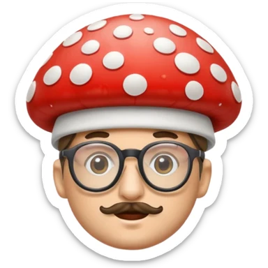 man with mushroom hat and glasses sticker
