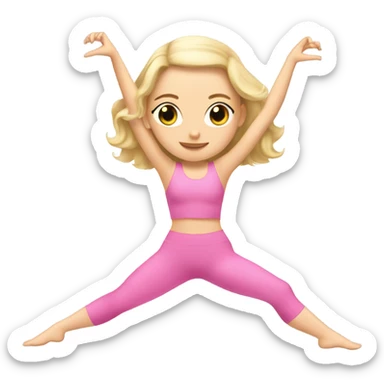 Beautiful white girl with blonde hair doing Pilates in a pink outfit sticker