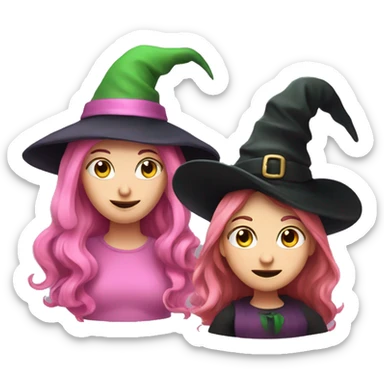 Make a pink witch and then a green faced witch sticker