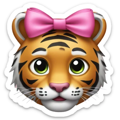 tiger iphone emoji with pink bow sticker