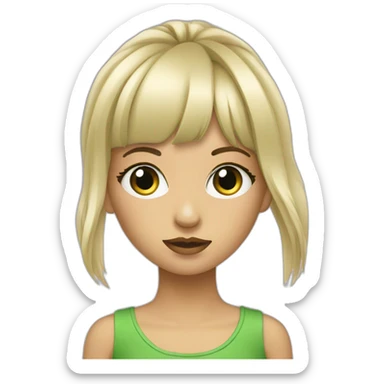 Fille aux yeux vert blonde avec yne frange sticker