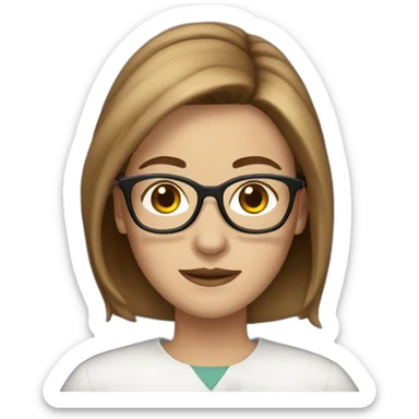 white woman with brown hair and glasses sticker
