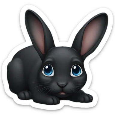 A black baby dutch rabbit with black and blue eyes sticker
