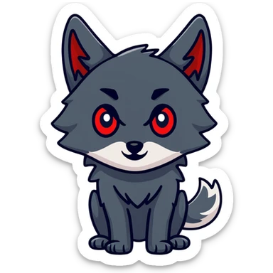 surprised shocked black wolf with red eyes sticker
