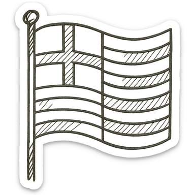 Barcelona flag as a hand-drawn outlined icon, sketchy lines, no fill sticker