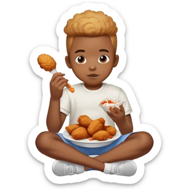 Black boy eating fried chicken while playing ps5 sticker