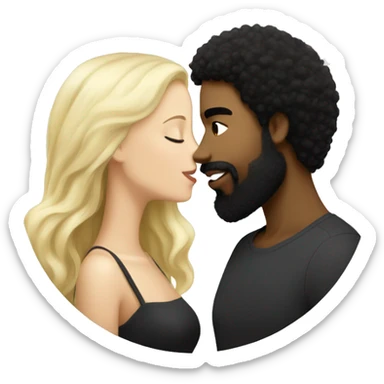 dominican male with beard and black hair afro kissing white blonde girl sticker