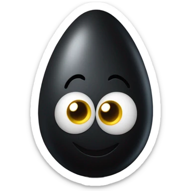 Black egg with a silly face sticker