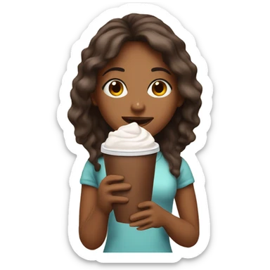 A tan girl drink hot chocolate  sticker